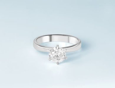 Craquez pour une bague solitaire en or blanc au design intemporel et prestigieux